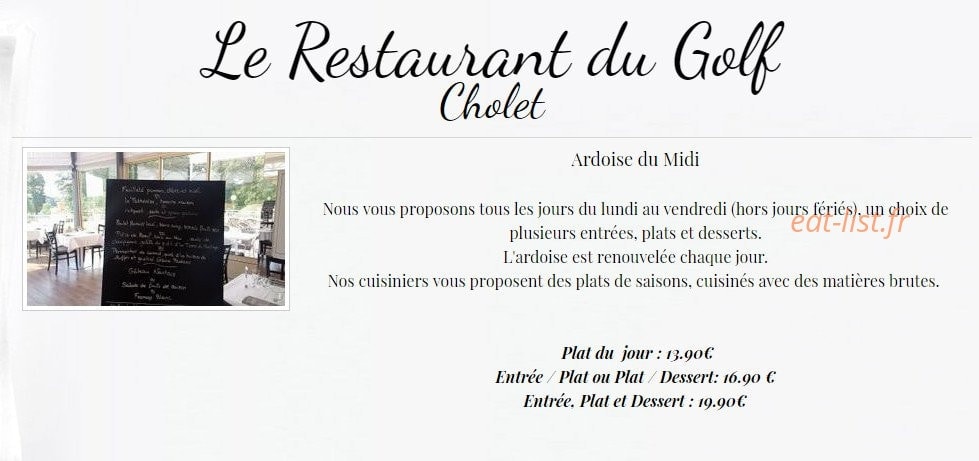 Le Restaurant du Golf — carte page 1