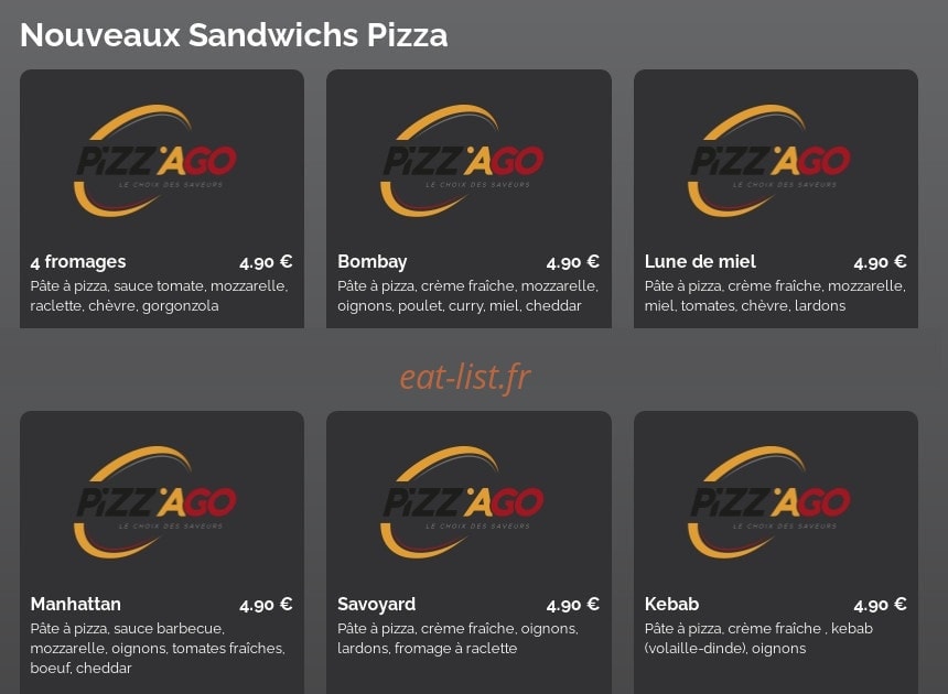 Pizz'Ago — carte page 8