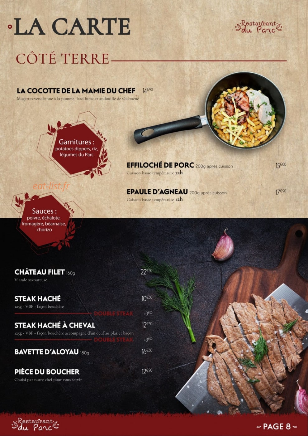 Restaurant du Parc — carte page 5