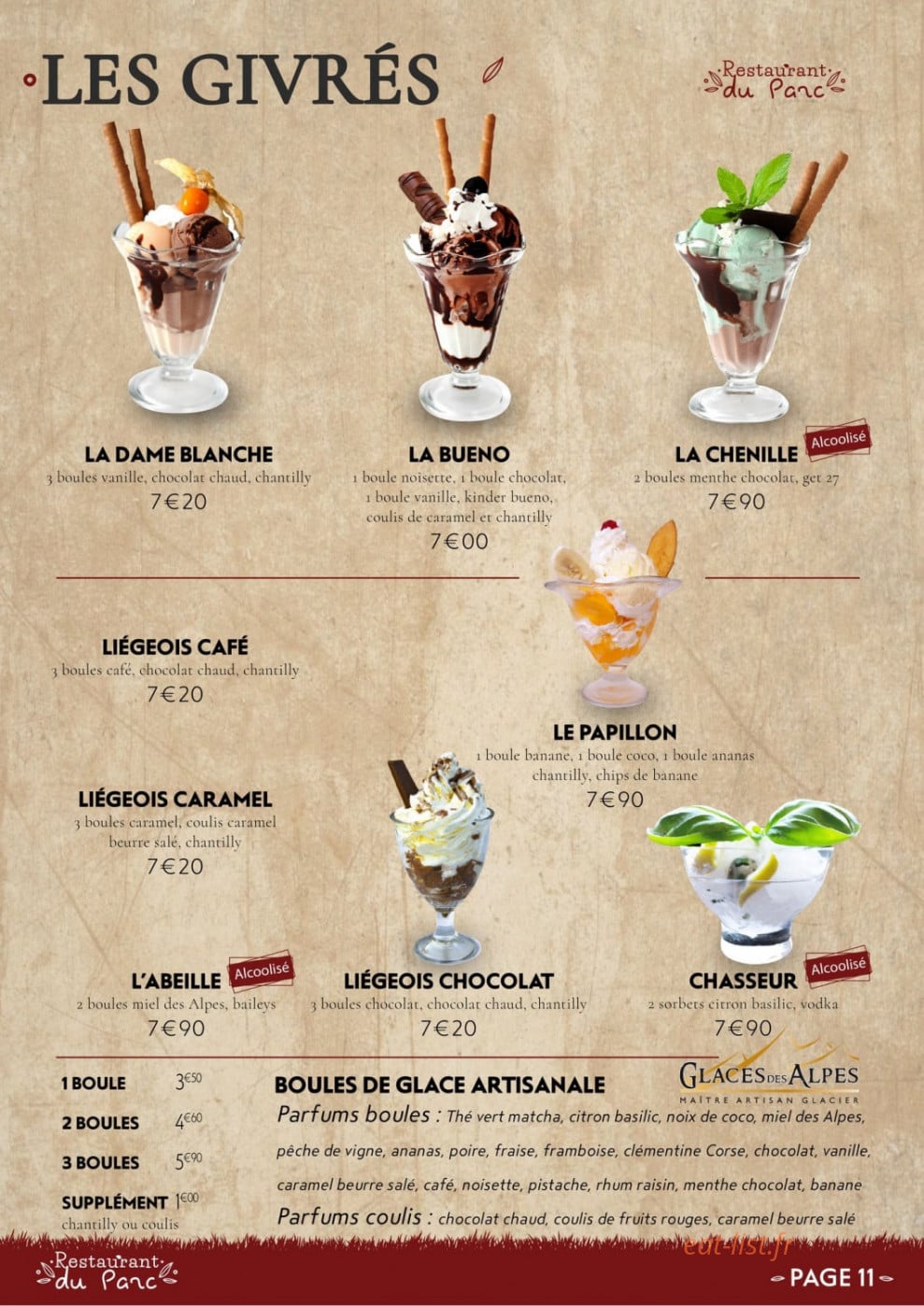 Restaurant du Parc — carte page 7