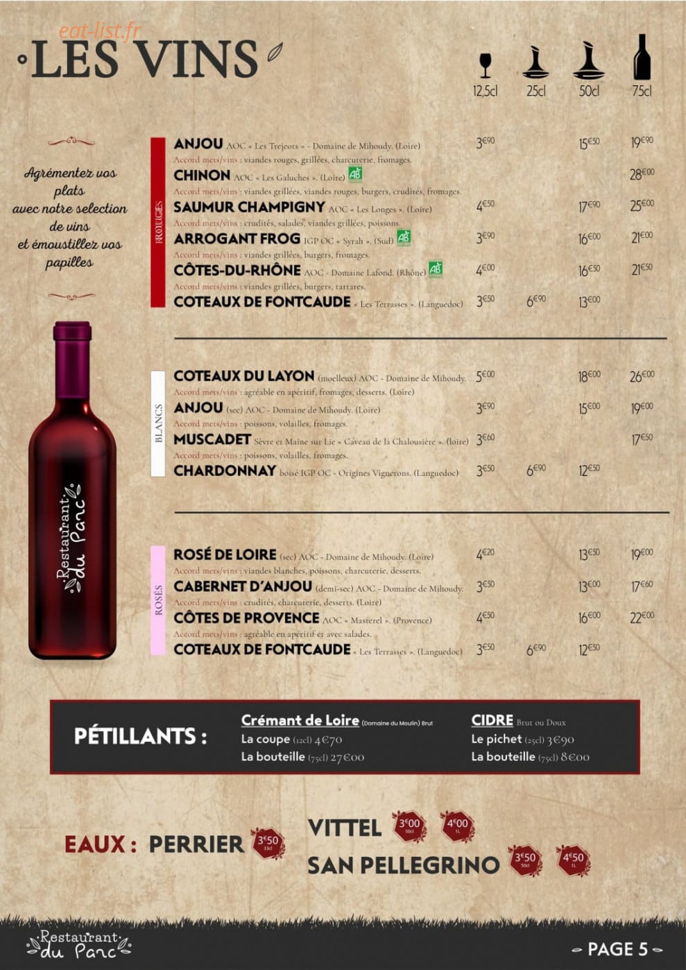 Restaurant du Parc — carte page 11