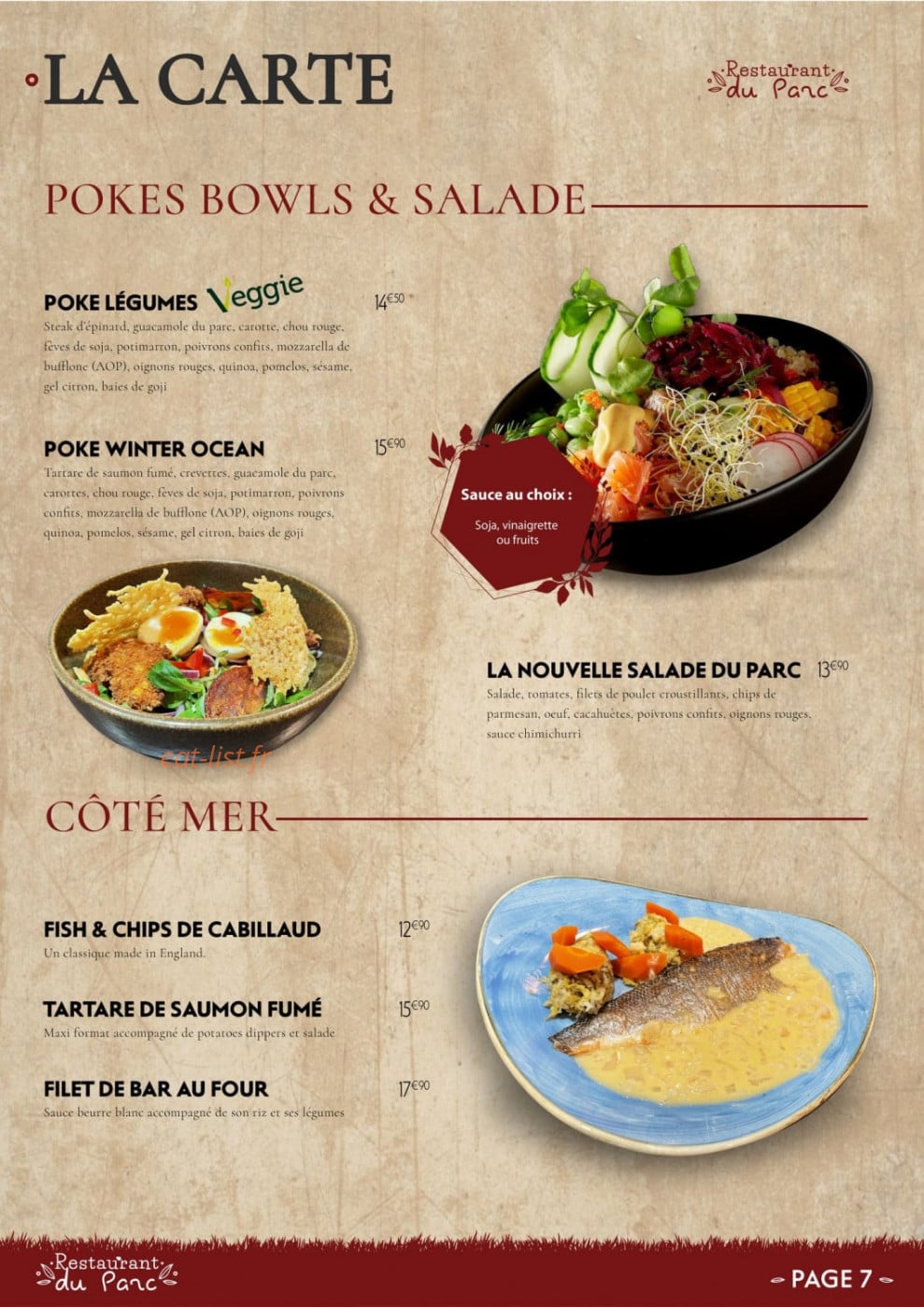 Restaurant du Parc — carte page 3