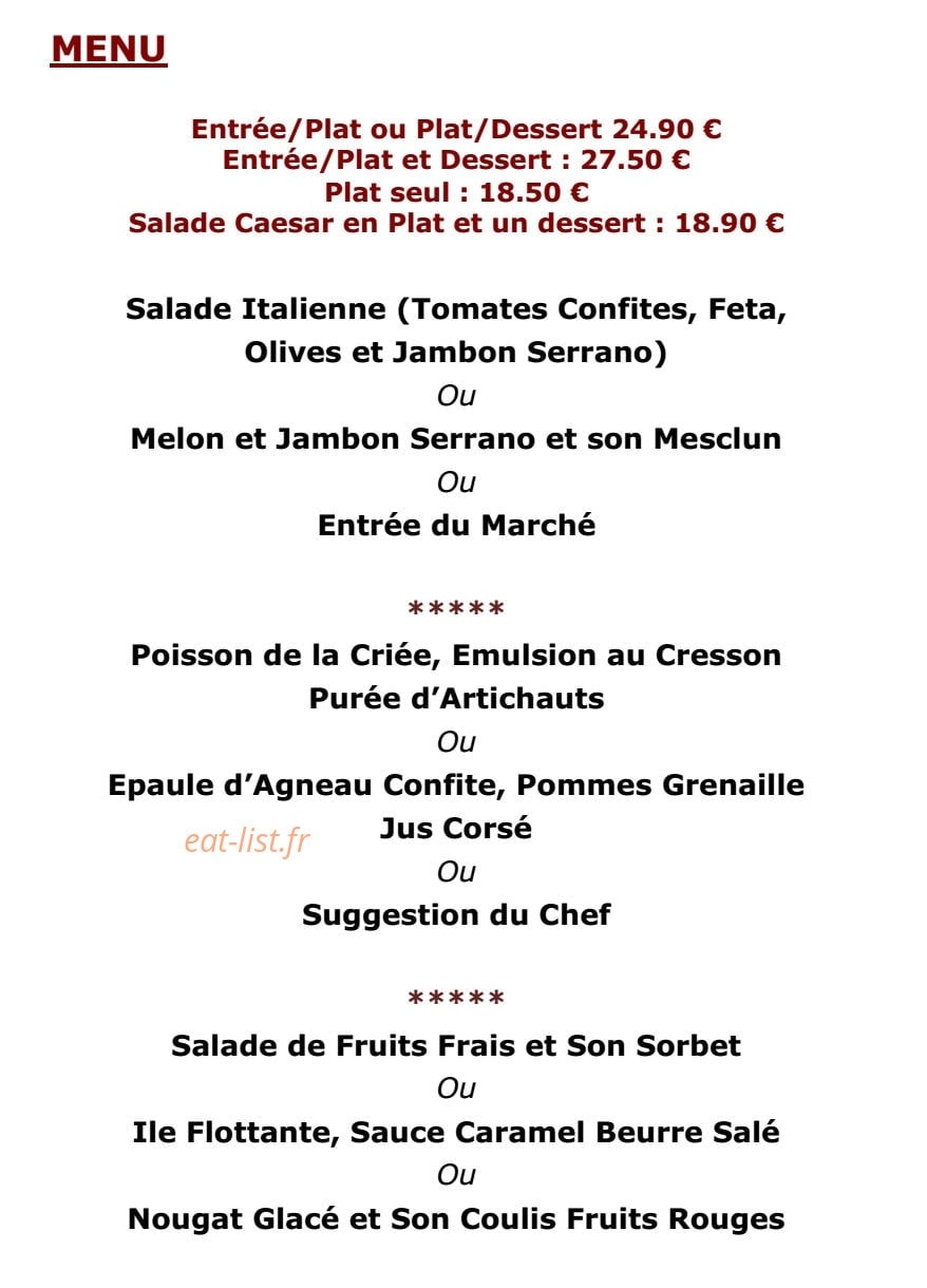 Restaurant O'to — carte page 1