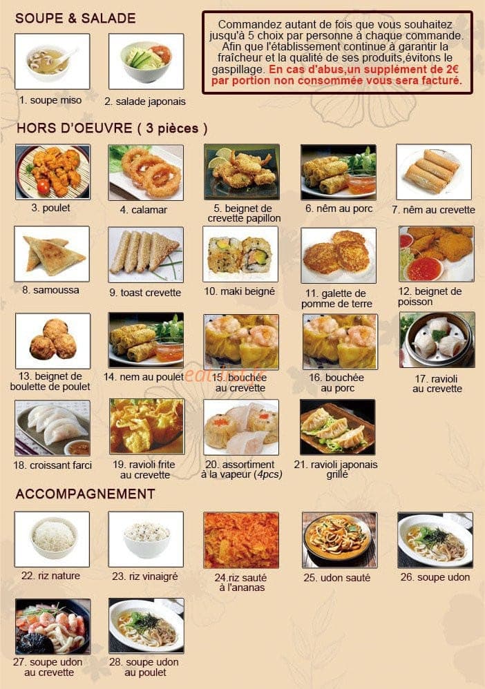 Sushi Hanaki — carte page 1