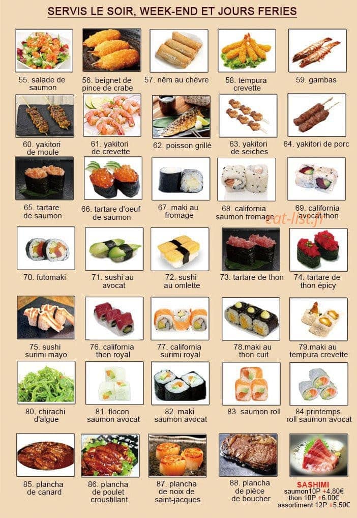 Sushi Hanaki — carte page 3