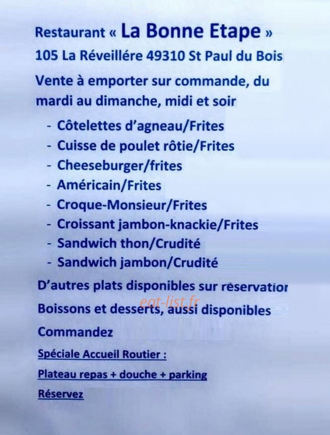 La Bonne Etape — carte page 1
