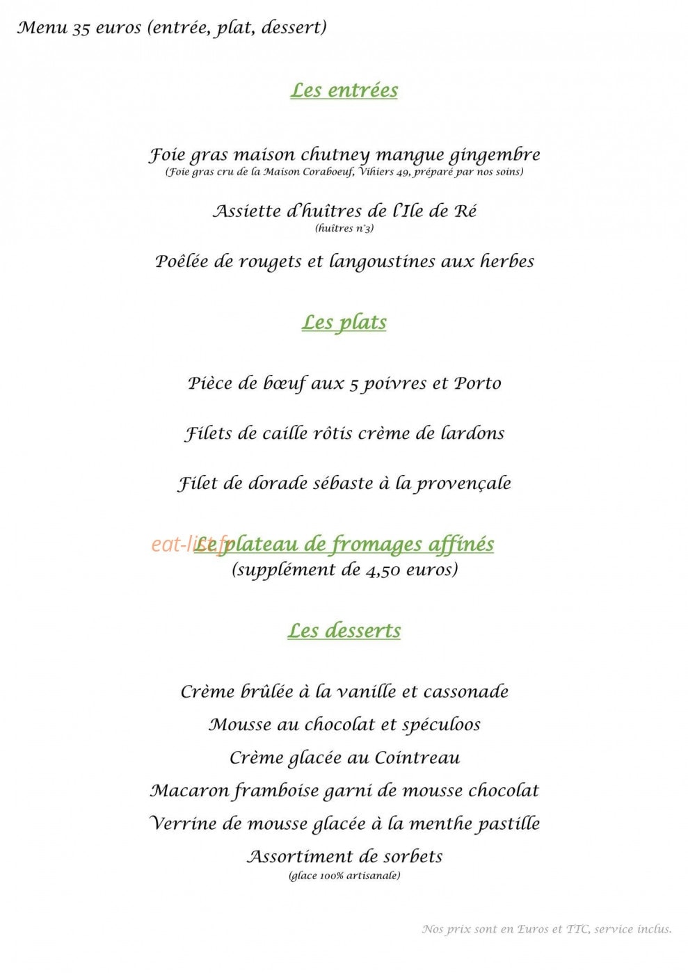 L'Étape Gourmande — carte page 2