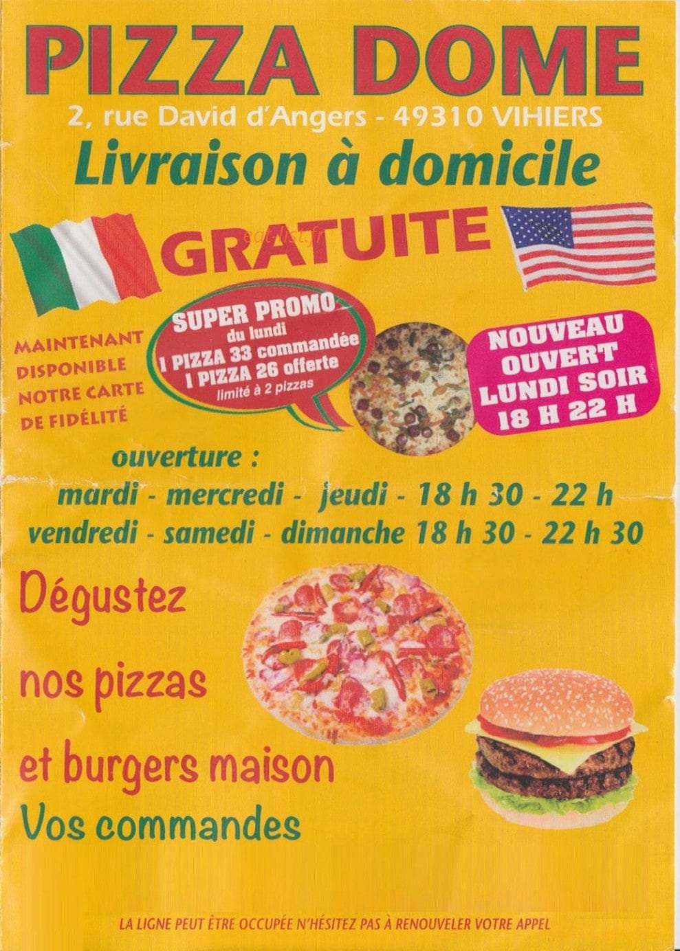 Pizza Dome — carte page 1