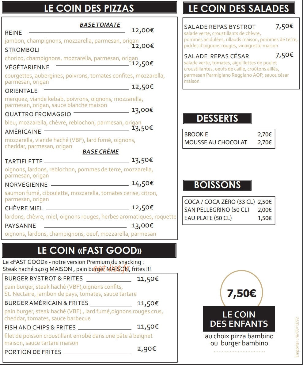 Le Bystrot — carte page 3