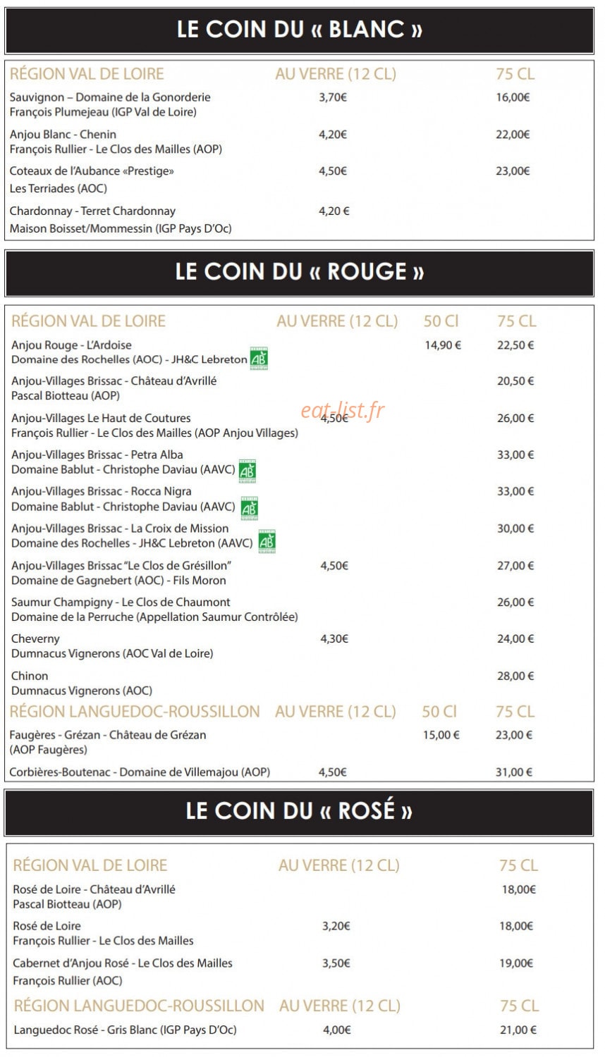 Le Bystrot — carte page 9