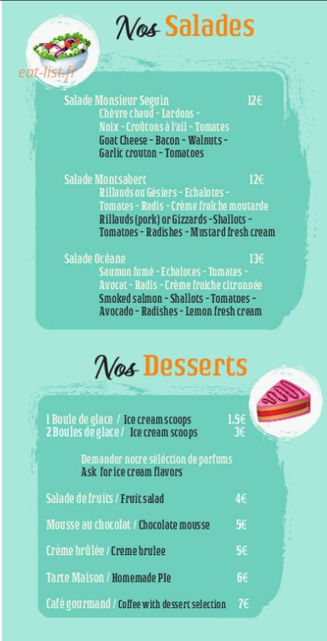 Le Restaurant de Montsabert — carte page 4