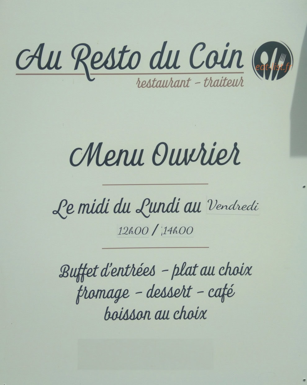 Au resto du coin — carte page 1