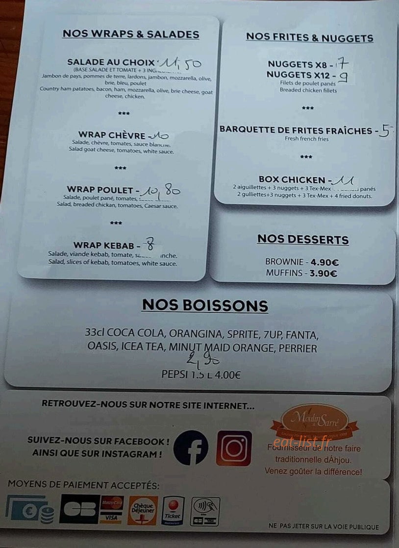 Mes Amours de Pizzas — carte page 4