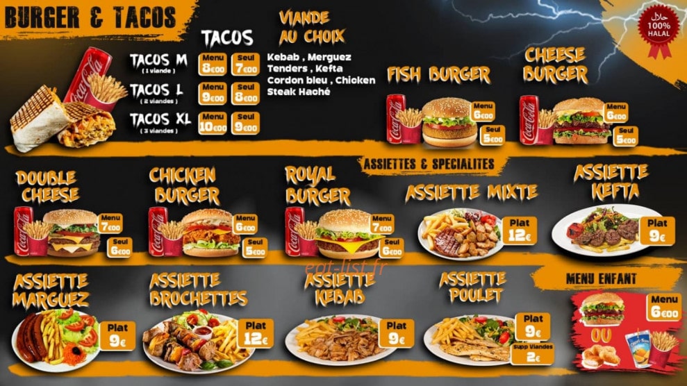 Kebab du coin — carte page 1