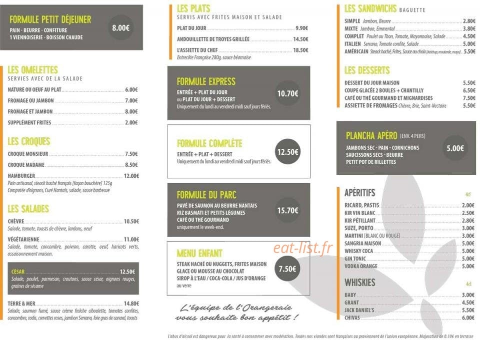 L'Orangeraie — carte page 2
