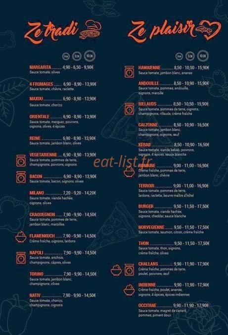 Ze pizza — carte page 1