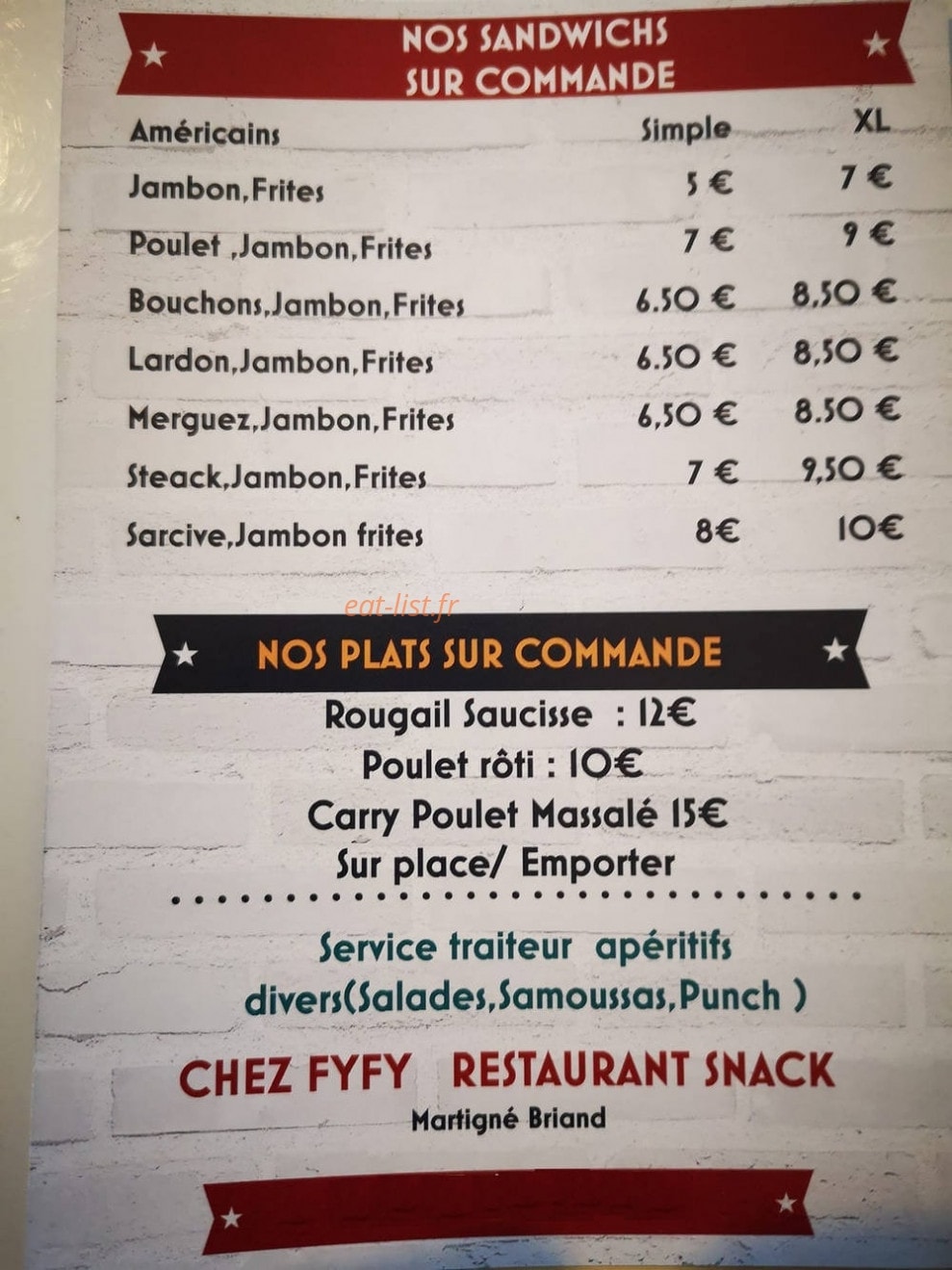 Chez Fyfy — carte page 1