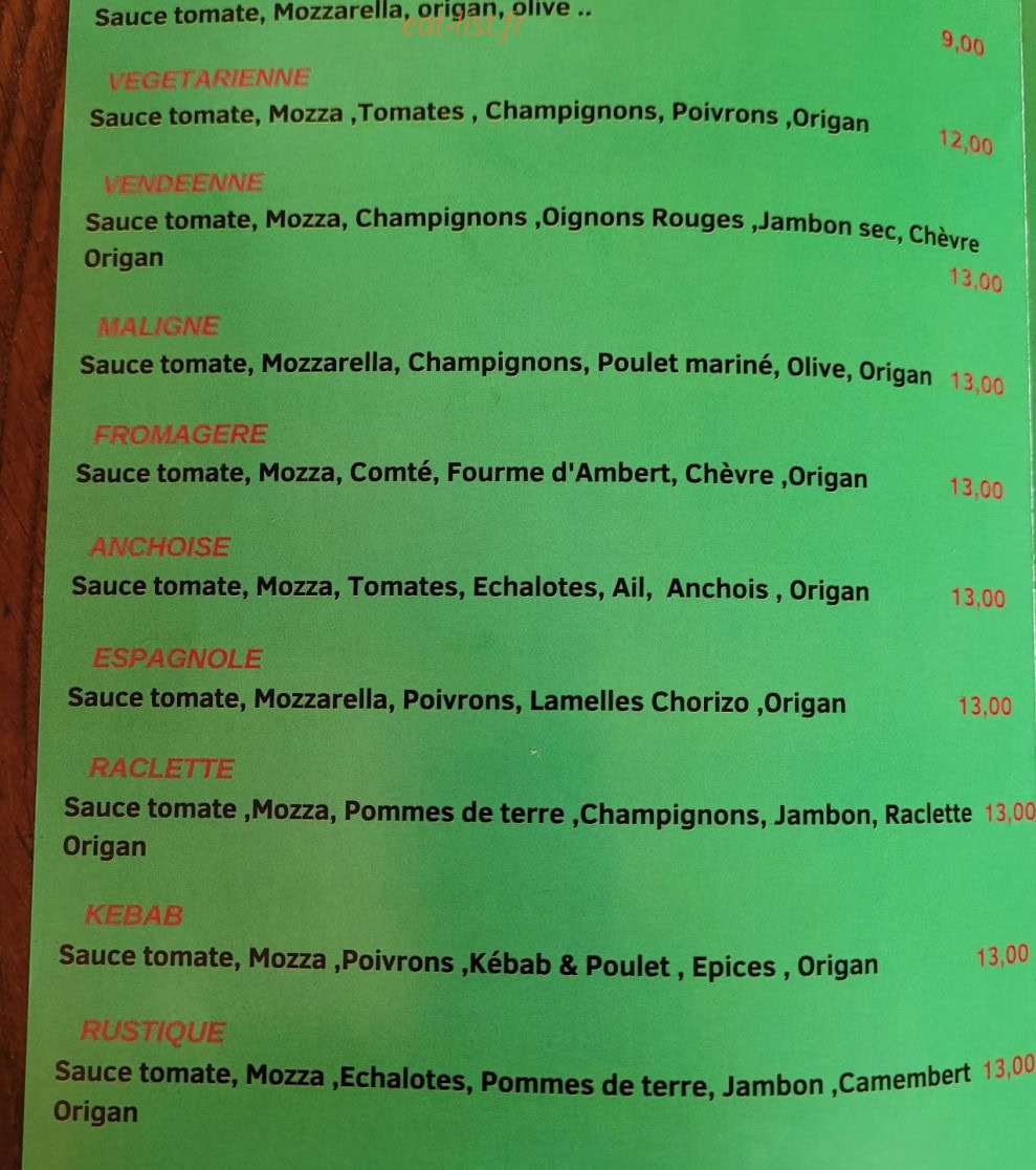 La Pizza du Village — carte page 2