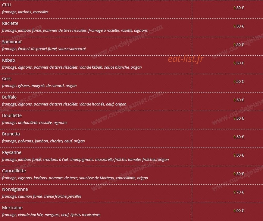 Pizza Le Forever — carte page 2