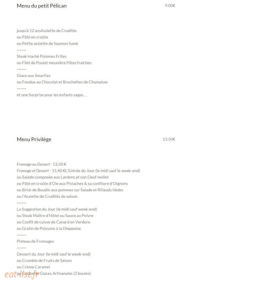 Le Pélican — carte page 1