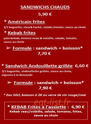 O' Resto' Rapid' — carte page 1