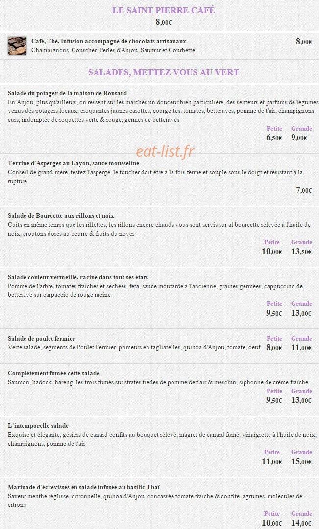 Auberge Saint Pierre — carte page 3