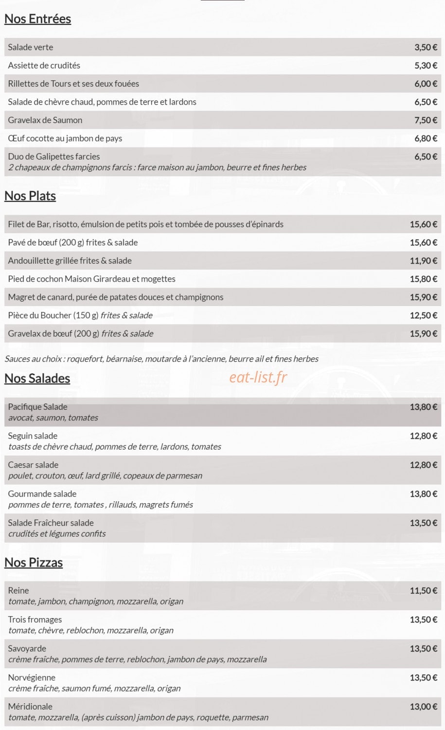 Bistrot des Ecuyers — carte page 4