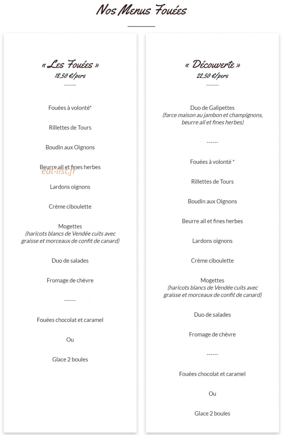 Bistrot des Ecuyers — carte page 2