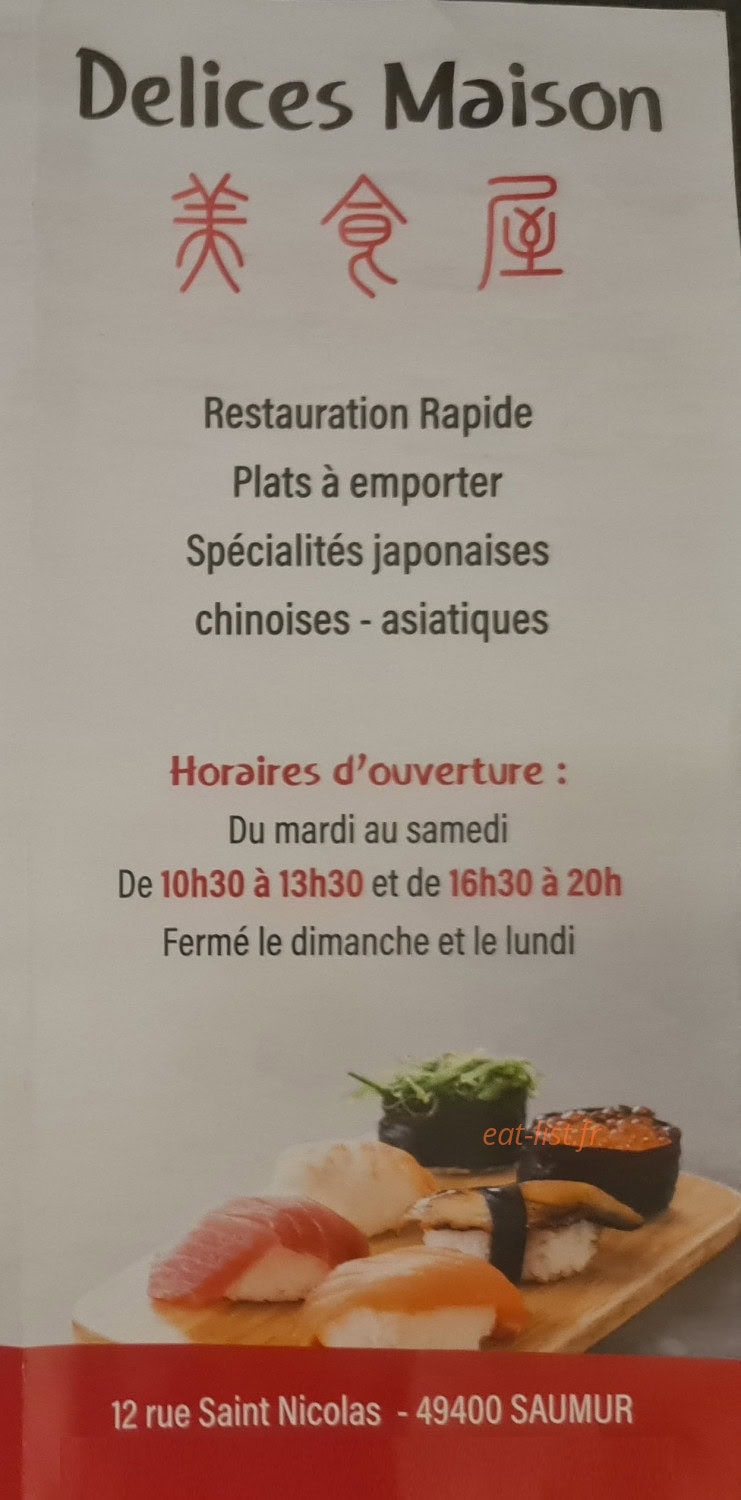 Délices Maison — carte page 1