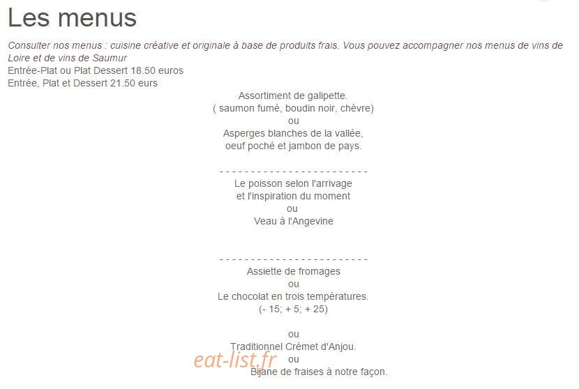 L'Alchimiste restaurant — carte page 2