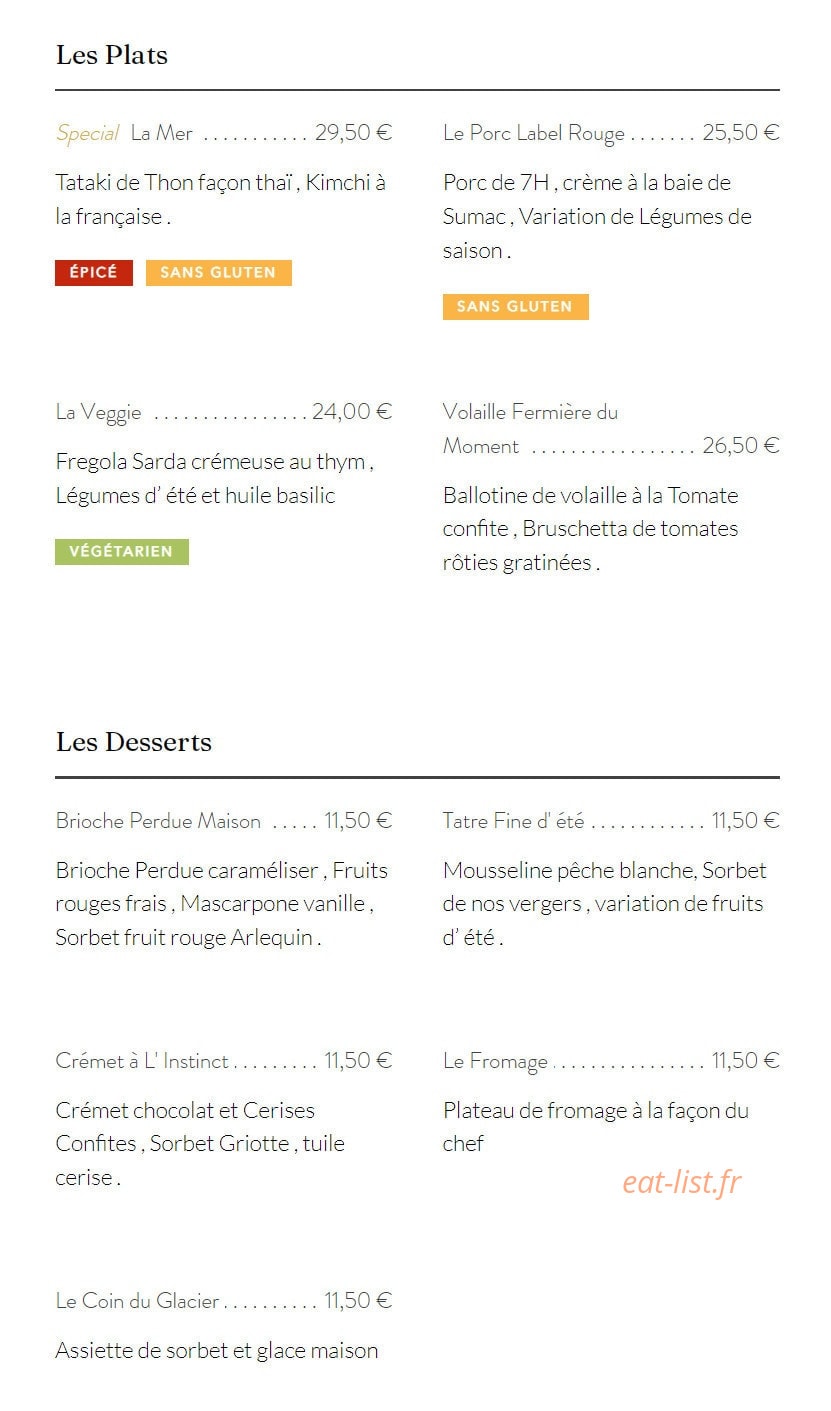 L' Instinct — carte page 2