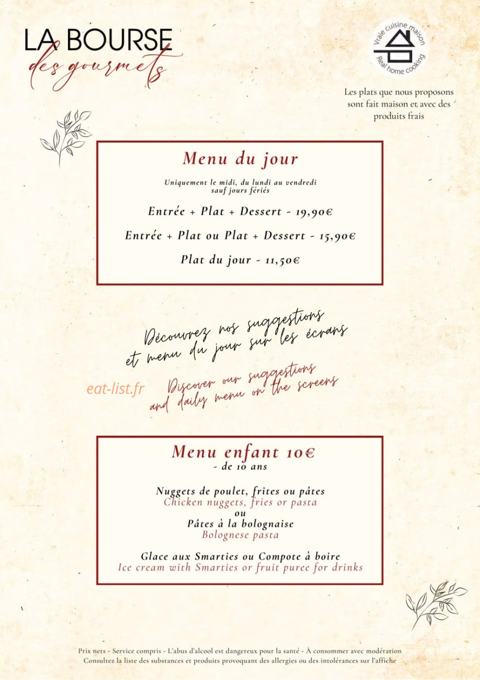 La Bourse des Gourmets — carte page 6