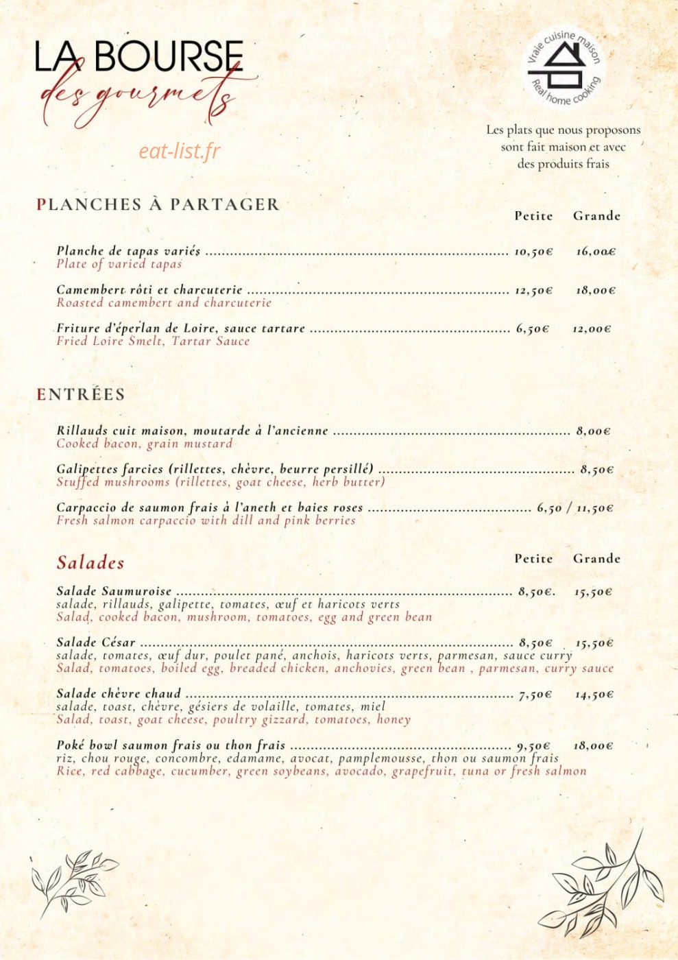 La Bourse des Gourmets — carte page 2