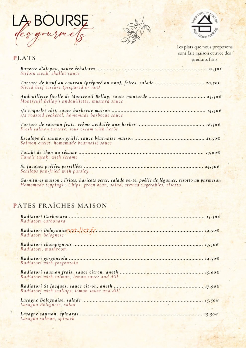 La Bourse des Gourmets — carte page 3