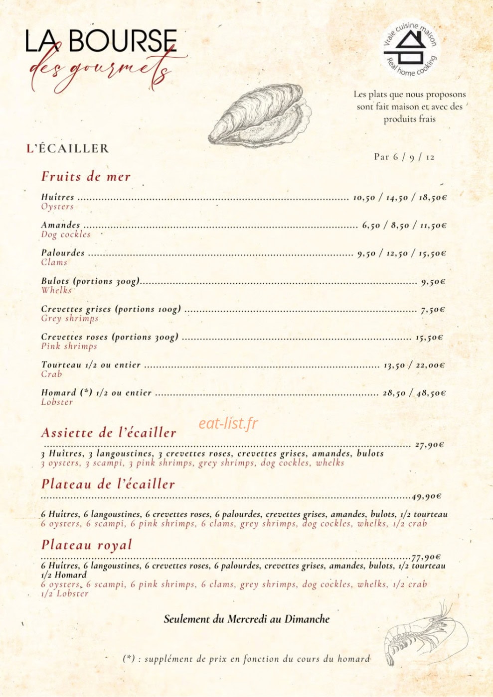 La Bourse des Gourmets — carte page 4