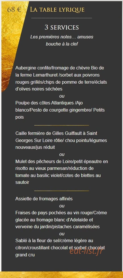 La Table du Château Gratien — carte page 1