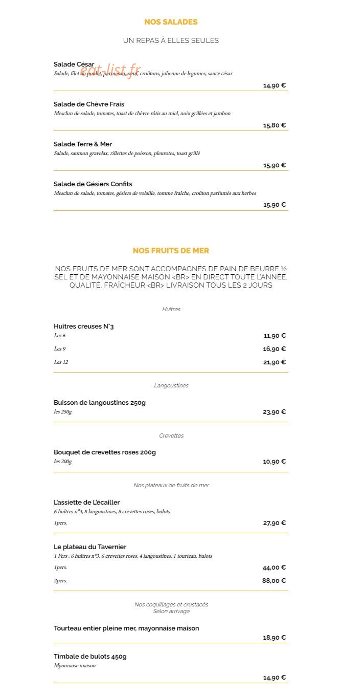 La Taverne — carte page 3