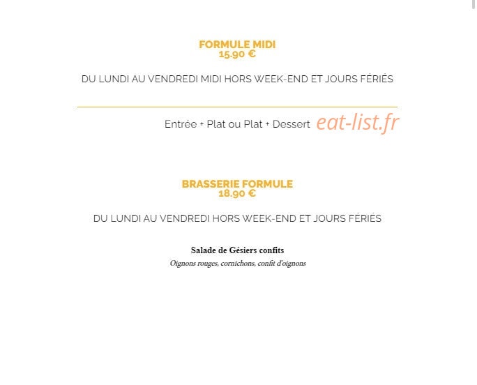 La Taverne — carte page 1