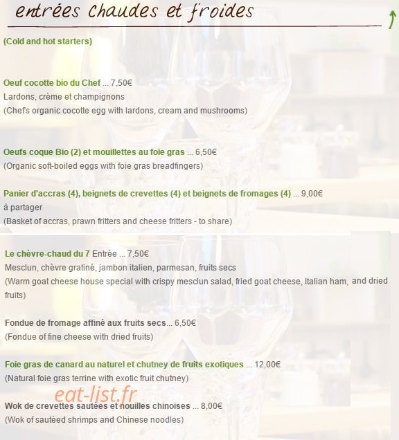 Le 7 Brasserie — carte page 1