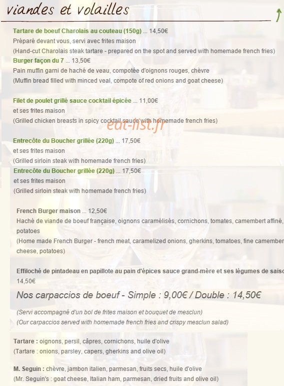 Le 7 Brasserie — carte page 4