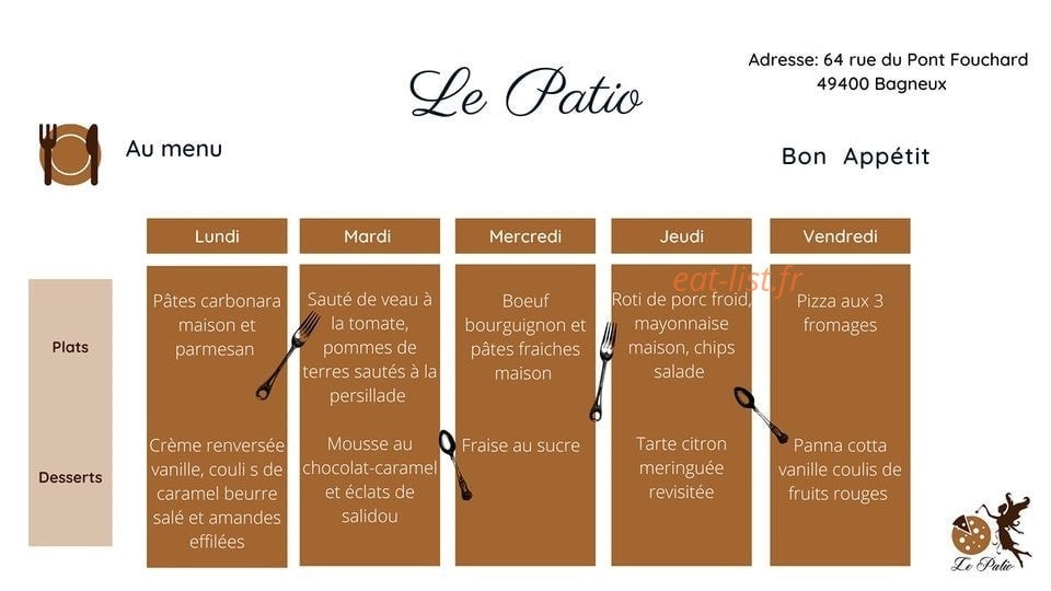 Le Patio — carte page 1
