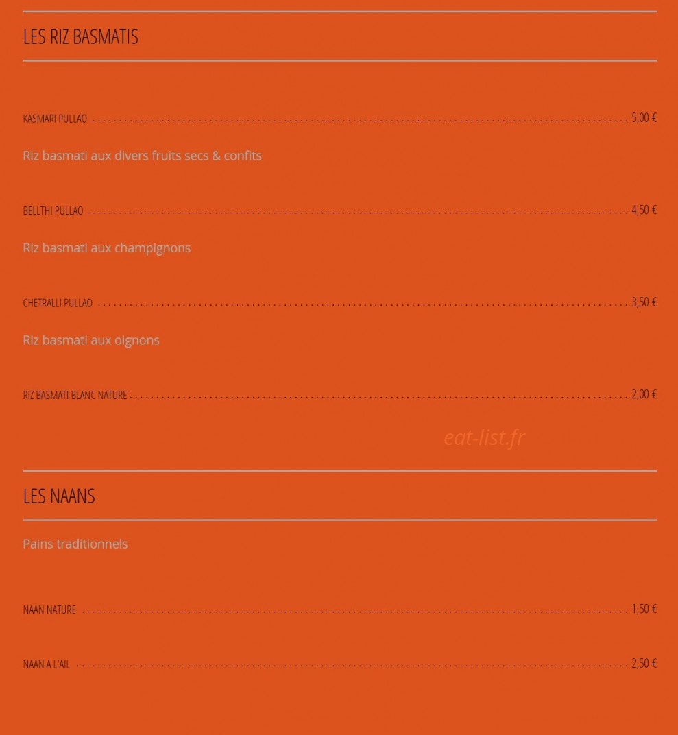 Ô Saveurs de l'Inde — carte page 4