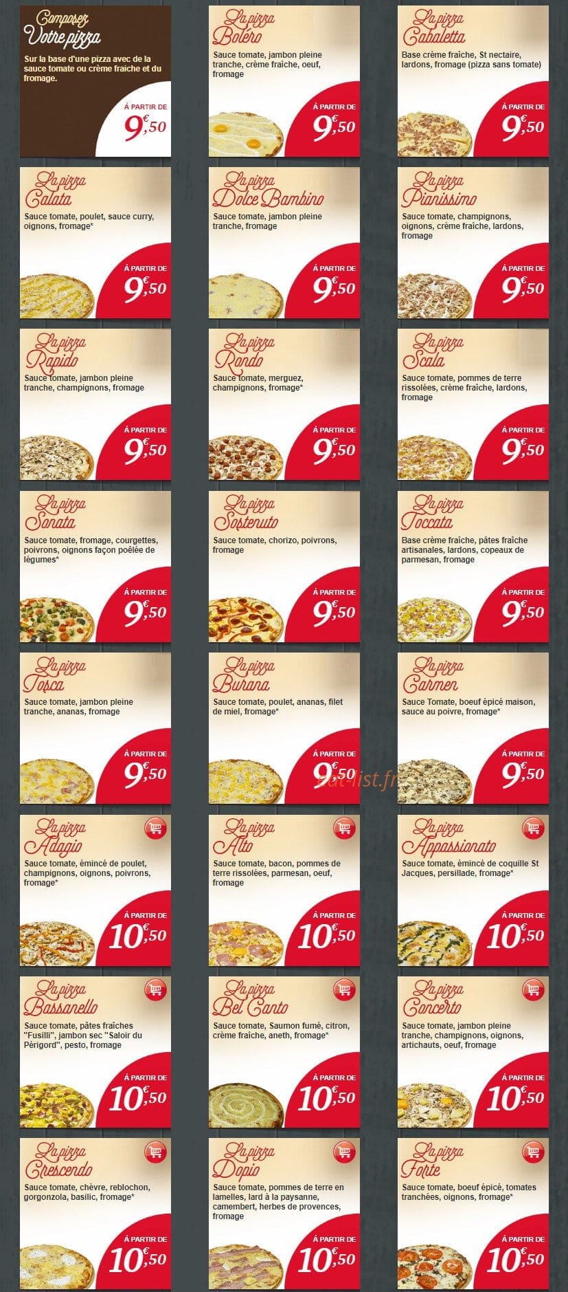 Pizza Tempo — carte page 1