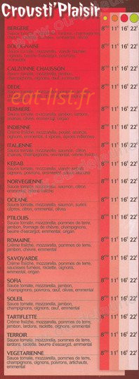 Crousti'pizzas — carte page 3