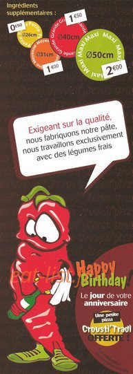 Crousti'pizzas — carte page 1
