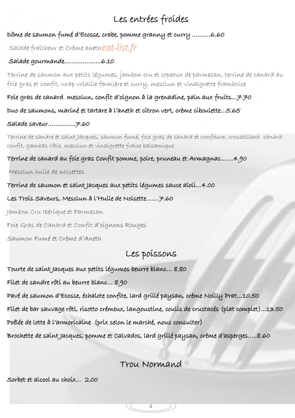 Auberge de l'ombrée — carte page 20