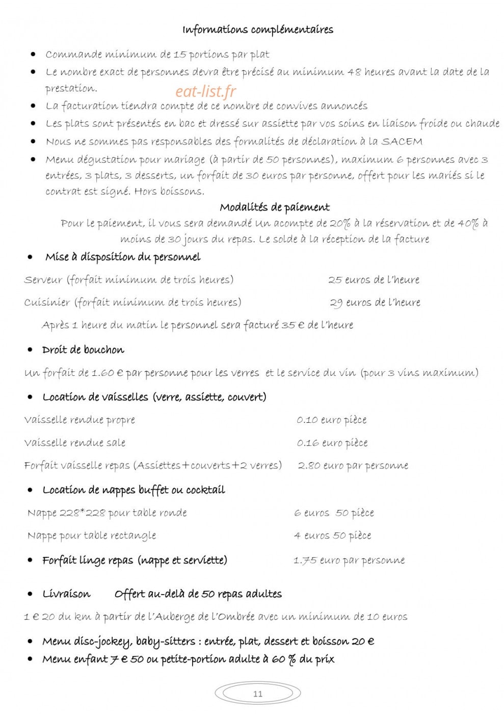 Auberge de l'ombrée — carte page 25