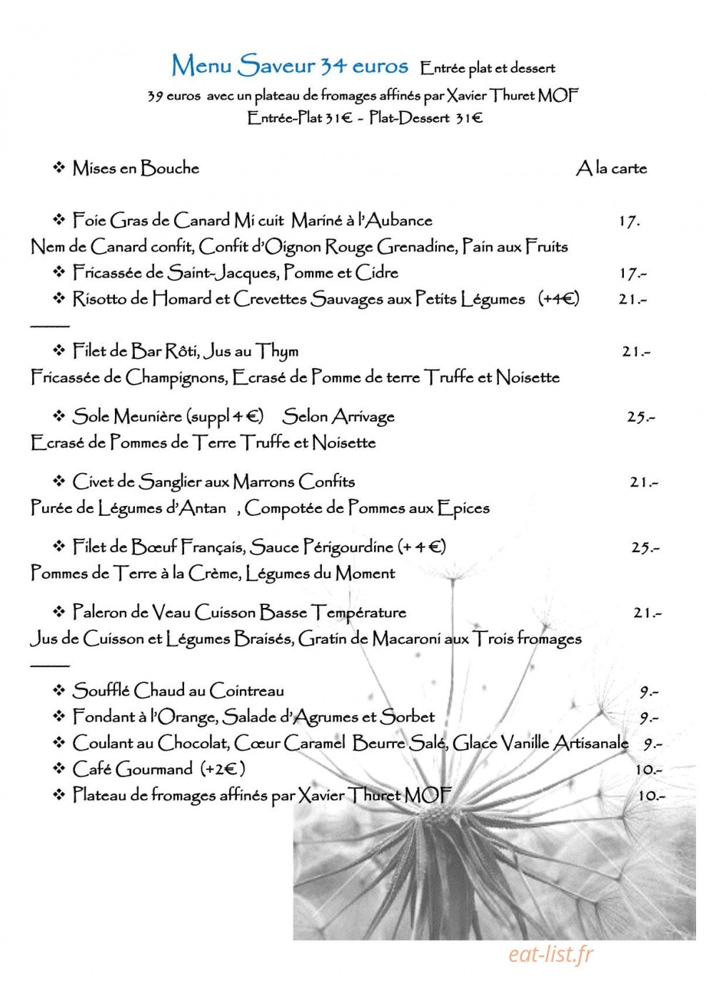 Auberge de l'ombrée — carte page 2