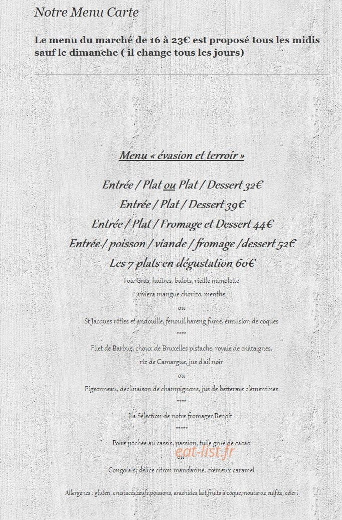 Restaurant des Plantes — carte page 1