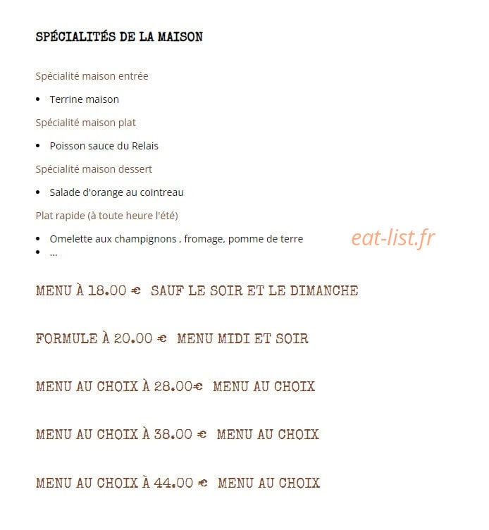 Au Relais Du Plessis Bourré — carte page 1